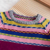 MQTIME  -  New Winter Little Girls Sweater Colorful Thicken Warm Toddler Girls Kids Girls Knitwear Contrast Striped Toddler Girls Pullovers