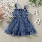 MQTIME  -  New Spring Baby suspender dress Thin Style 6M-4Y kids simple denim dress Toddler Girls Princess Dress