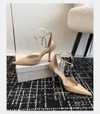 MQTIME  -  Spring/Summer New Sexy and Versatile Hollow Pointed Shallow Mouth Fine Heel Chain Diamond High Heel Sandals for Women