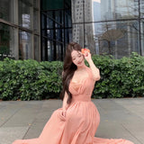 MQTIME  -  Sexy Women Lace Patchwork Ribbon Strapless Long Dress New 2025 Summer Vacation Seaside Slash Neck Sleeveless A Line Party Dress