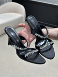 MQTIME  -  New Rhinestone High Heel Slippers Women Summer Open Toe Thin Heel Fashion Sandals