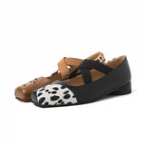 MQTIME  -  2024 new spring women pumps natural leather shoes 22-24.5cm owhide+Horsehair+pigskin full leather square toe mary jane shoes