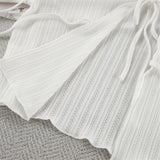 MQTIME  -  Laced up Long Sleeve White Nightwear Spring Autumn Pajamas Lounge Wear Women's Home Clothes Casual Sleepwear Home Wear D422