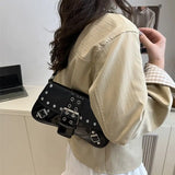 MQTIME  -  Retro Korean Y2K Harajuku Style Niche Rivets Underarm Bag Tote Bags Lipstick Wallet Storage Bag Women's Bags Purses Handbags