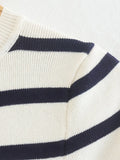 MQTIME  -  Vintage Women Striped Short Tshirts Fashion Ladies Slim Knitted Crop Tops for Womens Casual Tees Female Clothes Chic