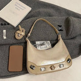  MQTIME  -  Shiny Stone Mini Handbag Crossbody Bag Shoulder Bags American Retro Big Wallet and Phone Storage Bag Woman Bags Purse