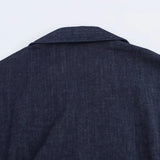 MQTIME  -  Spring Summer New Series Denim Dress Lapel Side Zipper Fashion Wrinkle Waist Slim Elegant Female Vestidos