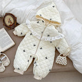 MQTIME  -  Winter 0-24M Toddler Baby Girl Warm Thick Romper Floral Printing Newborn Baby Girl Plush Jumpsuit Children Warm Thick Clothes