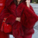 MQTIME  -  Solid Color Hooded Fur Coat Imitation Fur Warms Comfort and Stylish Fur