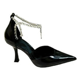 MQTIME  -  Spring/Summer New Sexy and Versatile Hollow Pointed Shallow Mouth Fine Heel Chain Diamond High Heel Sandals for Women