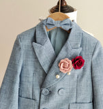 MQTIME  -  Boys Suit for Weddings Party Summer Autumn Gentleman Plaid Birthday Blazer Set Baby 1 To 4 Y Kids photograph Costumes