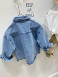 MQTIME  -  Children Boy Autumn Denim Jackets Cotton Sticker Pockets Infant Baby Boys Outerwear Loose Korea Turn Down Collar Little Boy Coat
