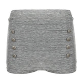  MQTIME  -  Button Tight Gray Hip Skirt Spice Girl Low Waist Anti-light Skirt