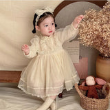  MQTIME  -  New Princess Tulle Dress for Girls Spring Fall Baby Mesh Gown Birthday Party Lace Vestidos Children Autumn Long-Sleeve Dresses