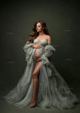 MQTIME  -  Customized Maternity Dresses for Photoshoot Tiered Ruffles Pregnant Woman Long Robe Wedding Evening Gown Bridal Nightgown