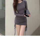 MQTIME  -  Women Summer Autumn Sexy Casual dress Fashion Elegent Black Long Sleeve Dress 2024