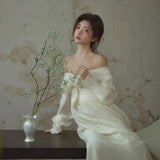 MQTIME  -   Women Maternity Dress for Photography White Elegant Off-shoulder Pregancy Dresses for Studio Photo Shoot Clothing for Photo