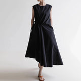MQTIME  -  Summer New Women Dress 2025 Versatile Sleeveless Undershirt With Strappy Casual Solid Color O-neck Simple Women Dress