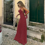 MQTIME  -  Summer Women's French Temperament Polka Dot Sexy V-neck Suspender Backless Dress