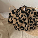 MQTIME  -  Toddler Girls Lamb Woolen Coat New Winter Leopard Single Button Closure Kids Girls Warm Jacket Round Neck Little Girls Parkas