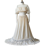  MQTIME  -  Boho Two Piece Women's Set Vintage Lace Top & Skirt Bohemian Maternity Photo Session Dresses Off The Shoulder Bella