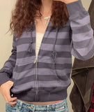 MQTIME  -  Clothes 2000s Hoodies Woman Winter Fashion Y2k Stripe Long Sleeves Sweatshirt Harajuku Blouse Hot Girl Streetwear Hoodie Zipper