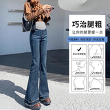 Mqtime Retro Maternity Jeans Maternal Boot Cut Pant Slimming Premama Clothing Maternal Clothes for Pregnant Plus Size Pregnant Pants