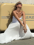  MQTIME  -  Skirt Spring and Summer New Women's Solid Color Pleated Waist Swinging Holiday Style Skirt Umbrella Skirt