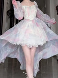 MQTIME  -  White Elegant Evening Party Mini Dress Women Off Shoulder France Vintage Beach Dress Female Chiffon Korea Prom Dress Summer 2024