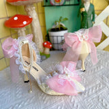 MQTIME  -  High Quality Designer Luxury Shoes Bridal Wedding Shoes Y2K Heels Lolita Cosplay 2000S Heels Bow Butterfly Heels Party Shoes