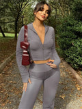 MQTIME  -  Winter Casual 2 Piece-Set Straight Legg Female Zipper Cardigan And High Waist Skinny Tracksuit Women's Pants Outfits 2024