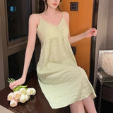 MQTIME  -  Loose Nightwear Suspender Nightdress Home Sleeveless Design Suitable For Home Suitable For Hotel All Seasons Wear