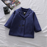 MQTIME  -  New Boys Jackets Autumn Children Fashion Woolen Overcoat Kids Girls Long Style Handsome Trench Coats Toddler Winter Clothing