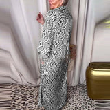 MQTIME  -  Casual Single Breasted Bohemian Dresses Vintage Pattern Printed Loose Shirt Dress Office Ladies Lapel Long Sleeved Party Dress