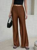 MQTIME  -  High Waist Silk Satin Wide Leg Pants Straight Cut Women's Premium Quality Trousers Drapey Elegant Fashionable Spring