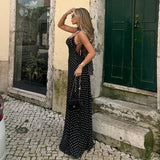 MQTIME  -  Summer Women's French Temperament Polka Dot Sexy V-neck Suspender Backless Dress