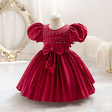 MQTIME  -  Kids Dresses For Girls Beading Autumn Clothes Child Satin Party Princess Formal Bridesmaid Pageant Ball Gown 3-10 Years