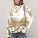 MQTIME  -  Women Striped Sweatshirts 2025 Spring Autumn Pullovers for Female Long Sleeve Round Neck Hoodies Lady Casual Loose Tops