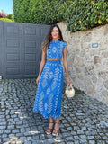 MQTIME  -  Spring Summer New Fashion Printed Women Skirt Set Simple Round Neck Female Sleeveless Two Piece Set Dress