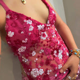 MQTIME  -  Summer Sexy Sequin Embroidery Glitter Tops Women V Neck See Through Sleeveless Backless Tops Female Lady Solid Party Streetwears
