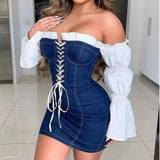  MQTIME  -  European and  Dresses Sexy One-word Shoulder Tight Hip Skirt Cross-border AliExpress Foreign Trade Women's Clothing Cw76010
