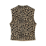 MQTIME  -  Women 2 Piece Set Leopard Print Sexy Sleeveless Bustier Crop Top Vintage High Waist Slim Midi Skirt Casual Commuting Wear