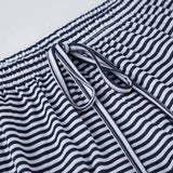 MQTIME  -  New women's clothing, simple blue striped knitted casual pants, women's loose sports beach straight-leg trousers