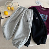  MQTIME  -  Kids Boys Pant Letter Printed Plus Fleece Toddler Baby Boys Jogger New Winter Elastic Waist Infant Boys Harem Pant