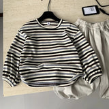  MQTIME  -  Set Spring and Summer New Childrens Clothing Korean Style Boys and Girls Vest Striped T-shirt Turnips Pants Three Sets