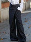 MQTIME  -  Women's Solid Color Commuter Pants 2025 Summer New High Waist Asymmetric Wide Leg Trousers Casual Streetwear Pants