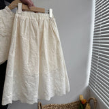 MQTIME  -  Spring Childrens Girls All-match Lace Sleeveless Cotton Embroidered Vest Short Skirts Two-piece Set Kids Toddler Princess Suit