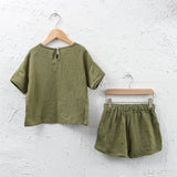  MQTIME  -  Children's Casual Daily Suit 100% Cotton Muslin Summer New Boys And Girls Loose T-Shirt + Drawstring Shorts 2pcs Sets