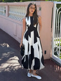 MQTIME  -  Balloon version Polka Dot Dress Sleeveless Slimming Elegant Female Gown Robes Waist Cinched Flower Bud Women Fluffy Long Dresses