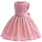 MQTIME  -  Christmas Girls Dresses Children Sequin Birthday Party Gown Kids Princess Sweet Vestidos Baby Infant Sleveless Clothing 1-6 Year